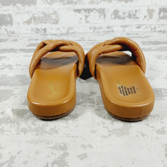 New SEYCHELLES LOW KEY TAN LEATHER Minimal Luxe Slide Sandals W5 - Picture 6 of 12